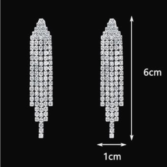 Rhinestone Clip On Earrings - Picture 2 of 2
